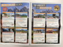 Doppelseite 'Urlaub in den Alpen' im Messemagazin
